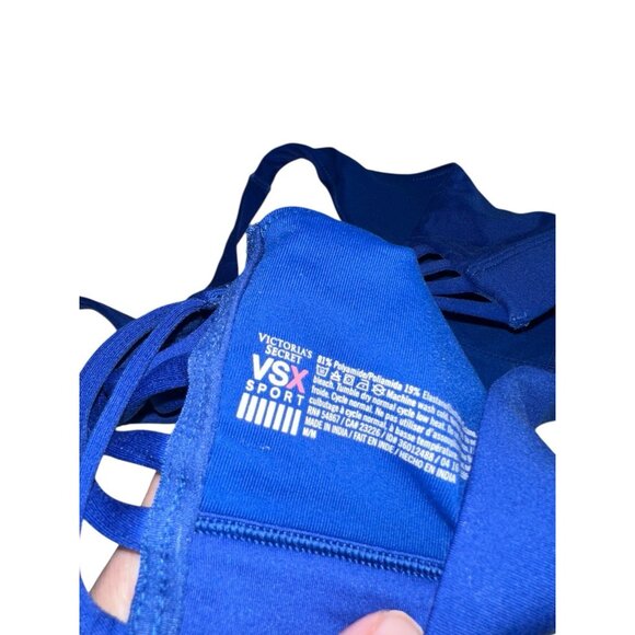 Victoria Secret VSX Sports Bra Size Medium Blue Wire Free - Picture 7 of 7